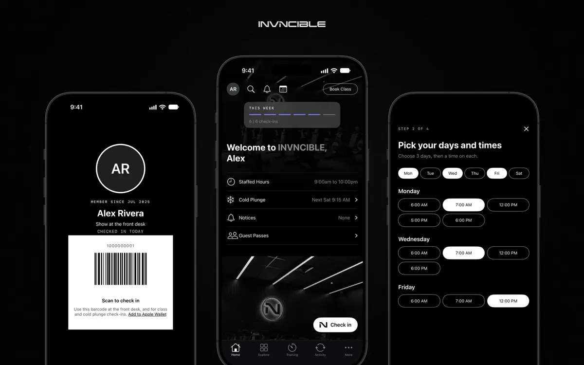 INVNCIBLE gym membership app on iPhone